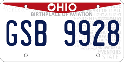 OH license plate GSB9928