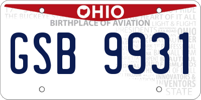 OH license plate GSB9931
