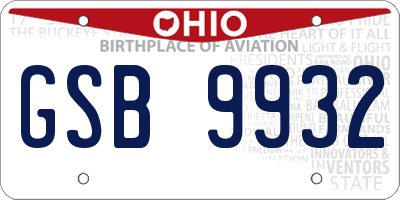 OH license plate GSB9932
