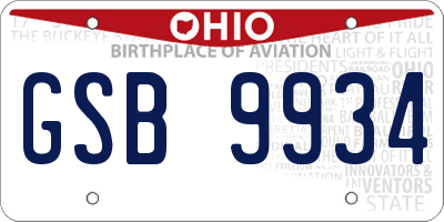 OH license plate GSB9934