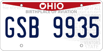 OH license plate GSB9935