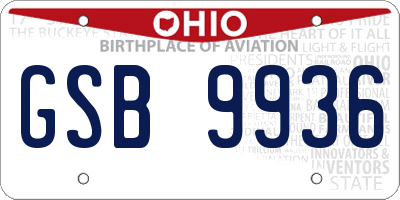 OH license plate GSB9936