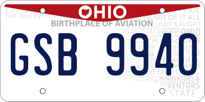 OH license plate GSB9940