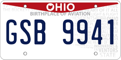 OH license plate GSB9941