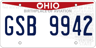 OH license plate GSB9942