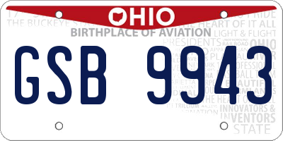 OH license plate GSB9943