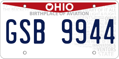 OH license plate GSB9944