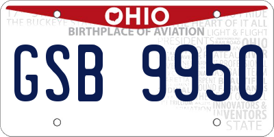OH license plate GSB9950