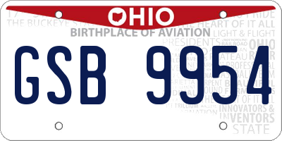 OH license plate GSB9954