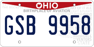 OH license plate GSB9958