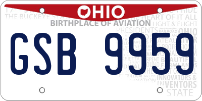 OH license plate GSB9959