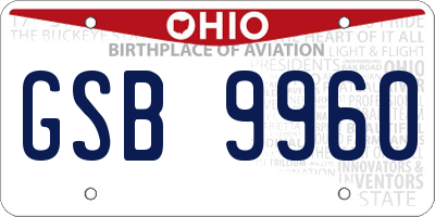 OH license plate GSB9960