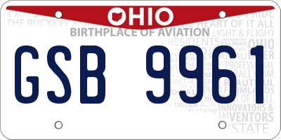 OH license plate GSB9961