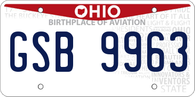 OH license plate GSB9963