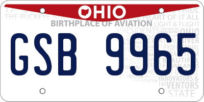 OH license plate GSB9965