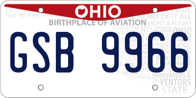 OH license plate GSB9966