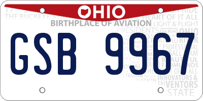 OH license plate GSB9967