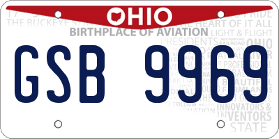 OH license plate GSB9969