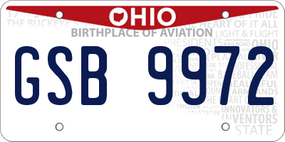 OH license plate GSB9972