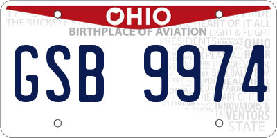 OH license plate GSB9974