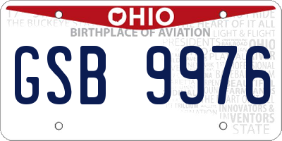 OH license plate GSB9976