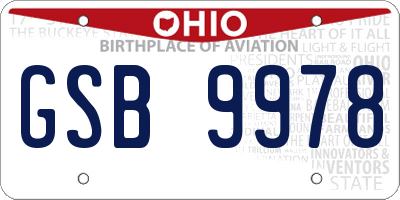 OH license plate GSB9978