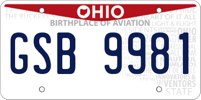 OH license plate GSB9981