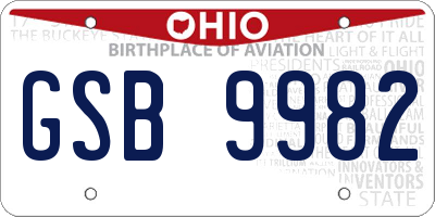 OH license plate GSB9982