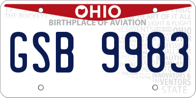 OH license plate GSB9983