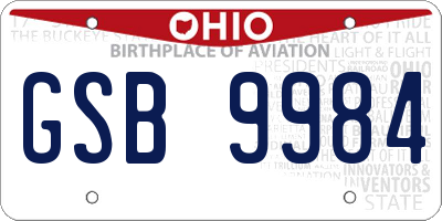 OH license plate GSB9984