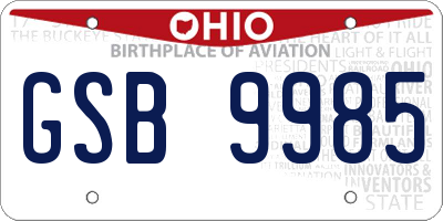 OH license plate GSB9985