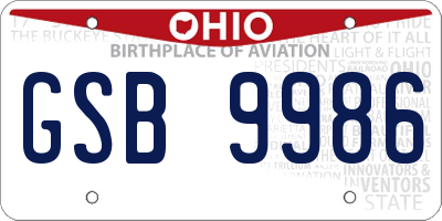 OH license plate GSB9986