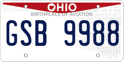OH license plate GSB9988