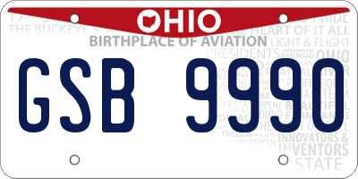 OH license plate GSB9990