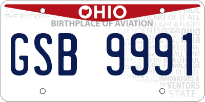 OH license plate GSB9991