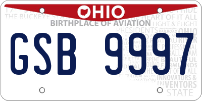 OH license plate GSB9997