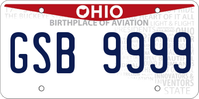 OH license plate GSB9999