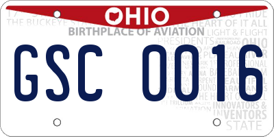 OH license plate GSC0016