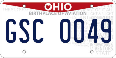 OH license plate GSC0049