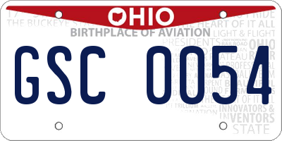 OH license plate GSC0054