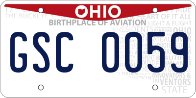 OH license plate GSC0059