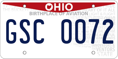 OH license plate GSC0072