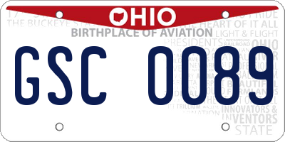 OH license plate GSC0089