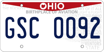 OH license plate GSC0092