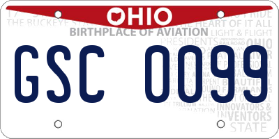 OH license plate GSC0099