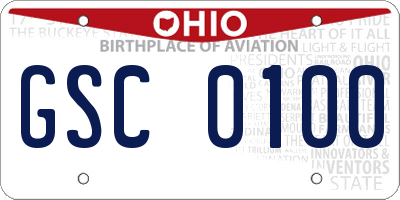 OH license plate GSC0100