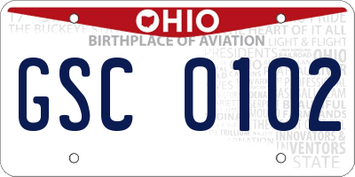 OH license plate GSC0102