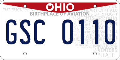 OH license plate GSC0110