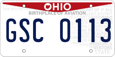 OH license plate GSC0113