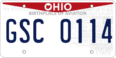 OH license plate GSC0114